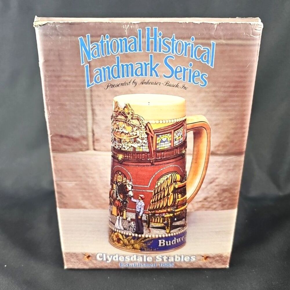 1987 National Historical Landmark Series A Budweiser Clydesdale Beer Stein Mug